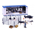 Zberateľské gumené kravičky bielo-čierne s farmárom 